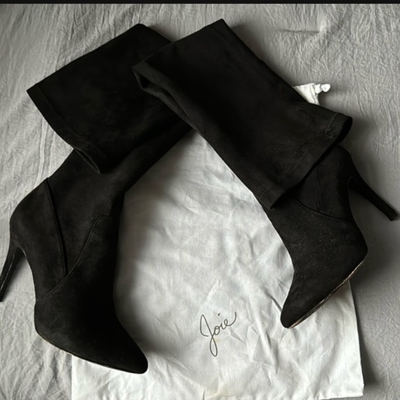 JOIE Jemina Over the Knee Thigh High Black Suede Heel Boots Size 9.5 - Picture 8 of 13
